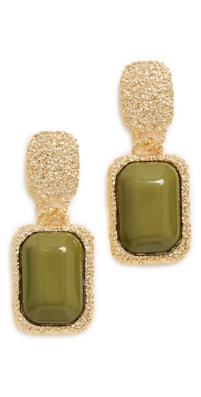 By Adina Eden Colored Gem Drop Earrings Dark Gr