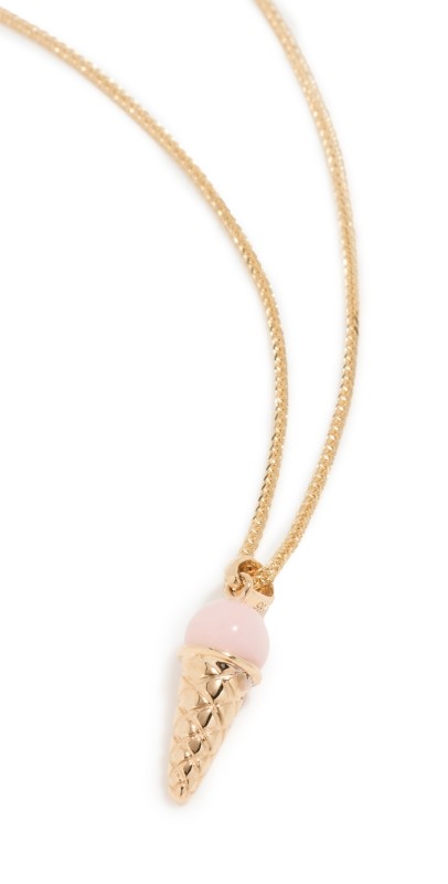 Ariel Gordon Jewelry Birthstone Ice Cream Charm Chain Necklace Pink Peruvian Opal