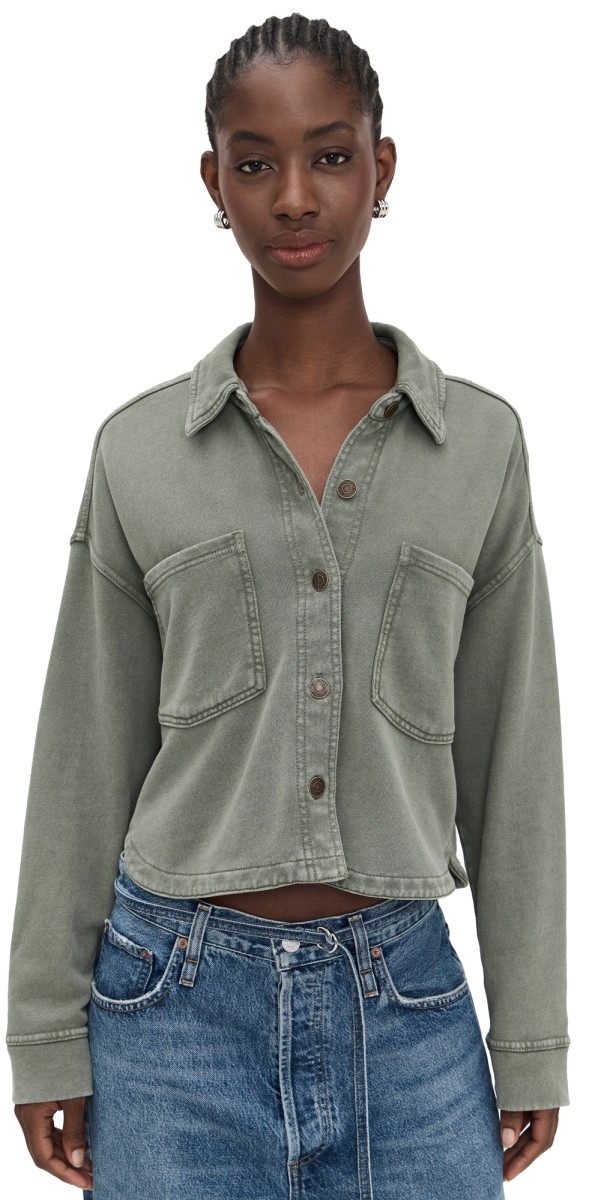 Z Supply All Day Cropped Knit Jacket Hunter Green