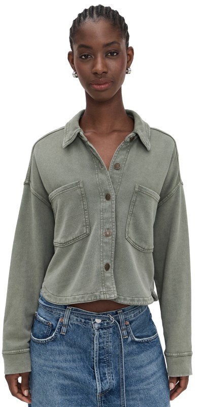 Z Supply All Day Cropped Knit Jacket Hunter Green