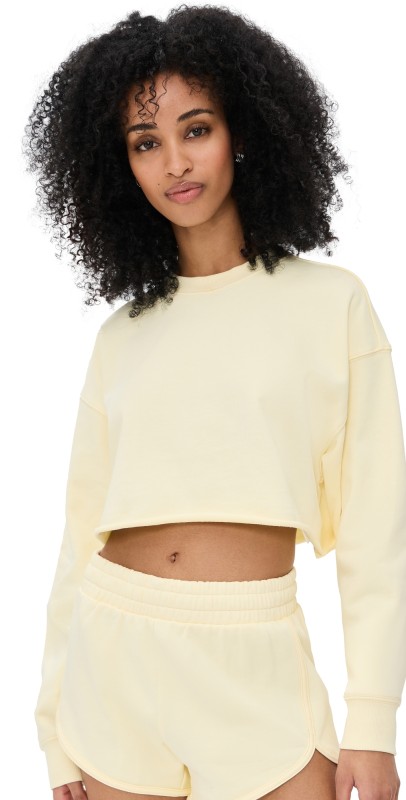 Good American Terry Cropped Crewneck Sweater Light Ray001
