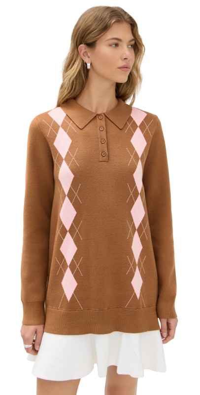 English Factory Argyle Polo Knit Dress Tank/Pink