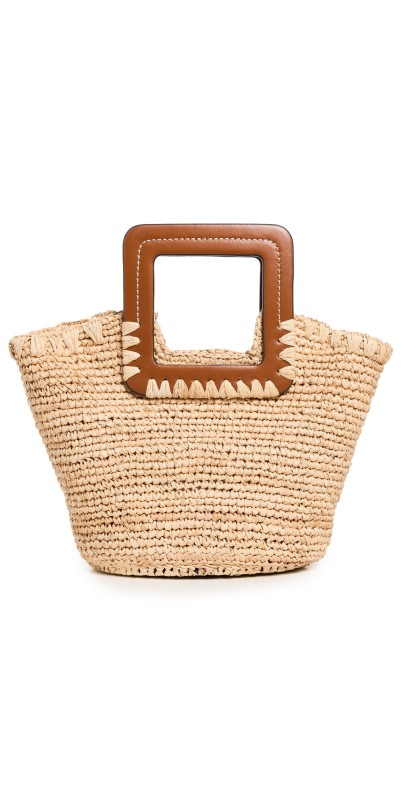 STAUD Shirley Raffia Mini Bucket Natural/Ta
