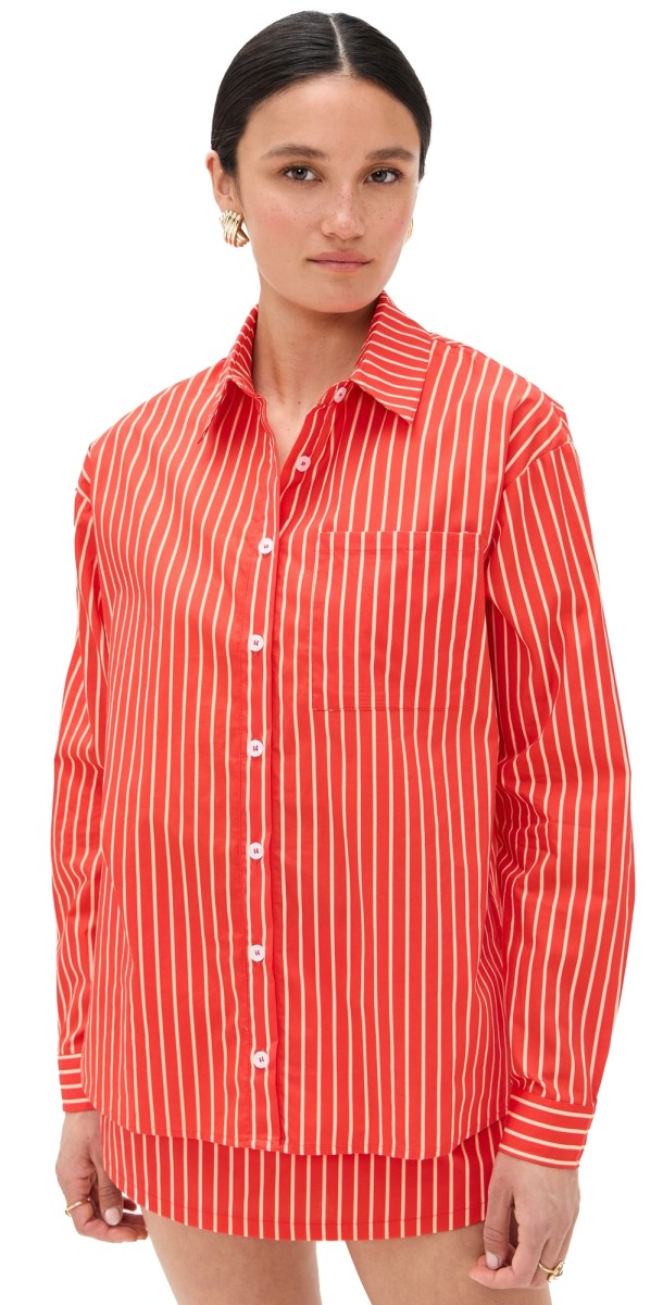Bailey Rose Button Down Top Red