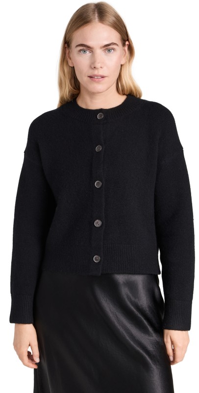 Vince Cropped Button Cardigan Black