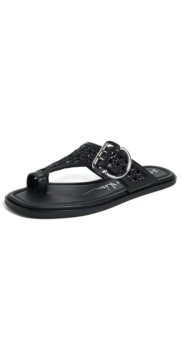 3.1 Phillip Lim Macrame Z-Strap Toe Sandals Black