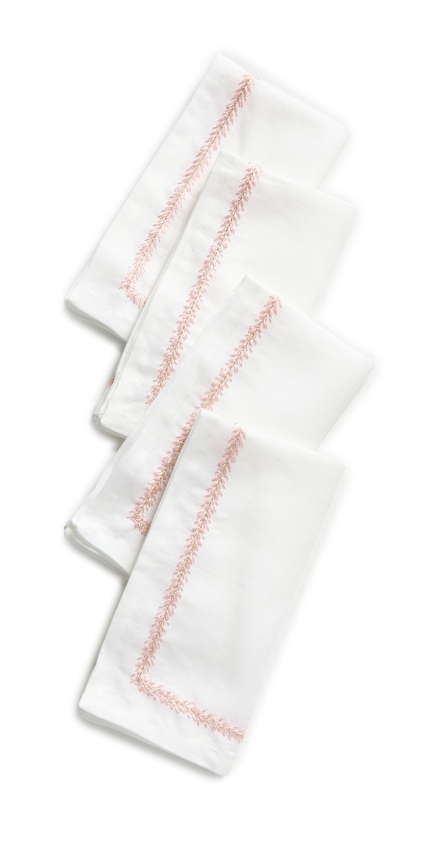 Kim Seybert Jardin Napkins Set of 4 White/Blush