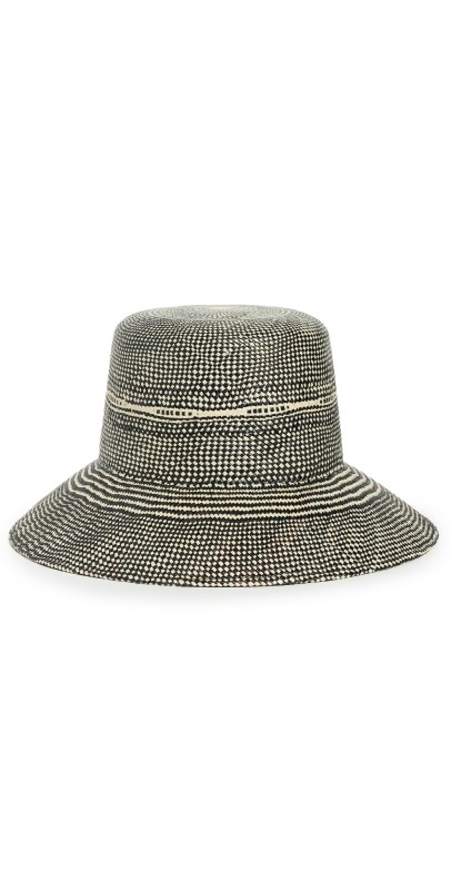 Brixton Lopez Panama Straw Bucket Hat Catalina Sand/Black
