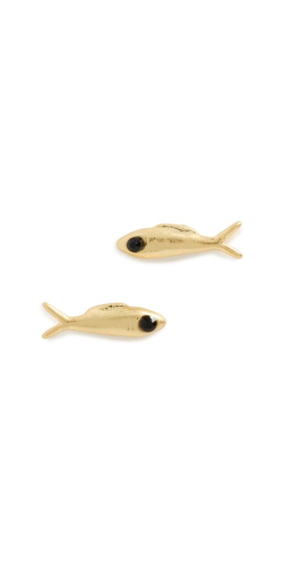 Clare V. Sardine Stud Earrings Vintage Gold