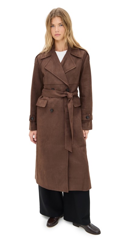 4th & Reckless Wallace Faux Suede Coat Brown