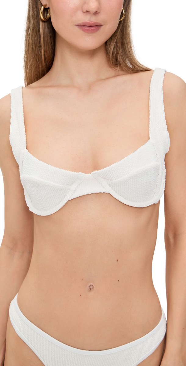 Good American Always Fit Demi Bikini Top Cloud White