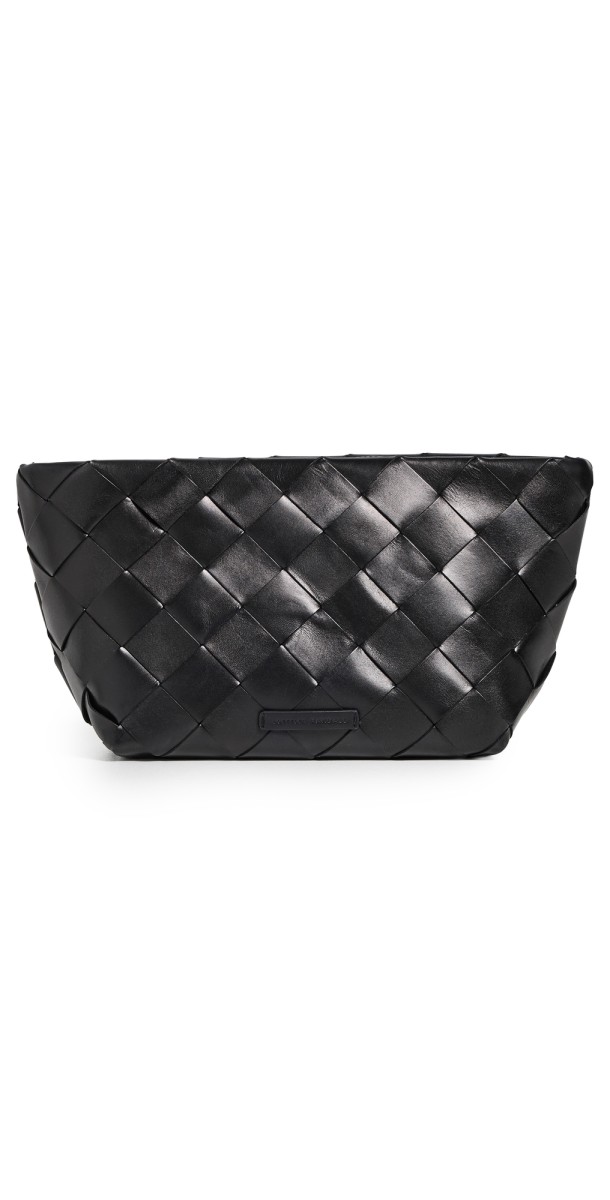 Loeffler Randall Wide Square Woven Clutch Black