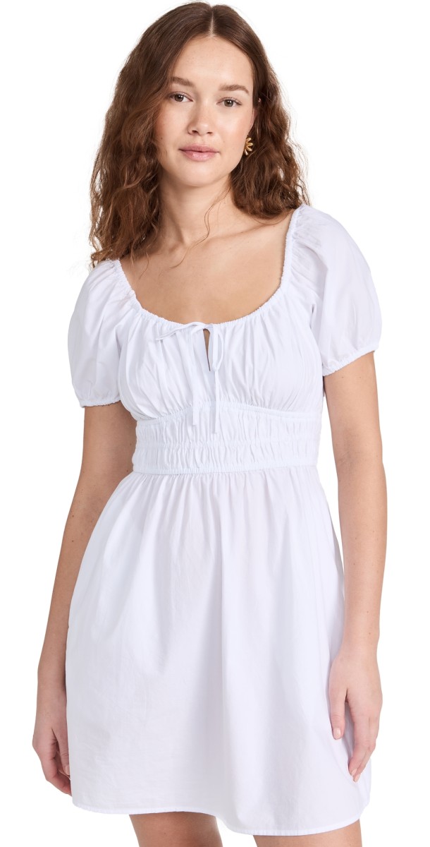 Madewell Poplin Sophia Tie-Front Mini Dress Eyelet White