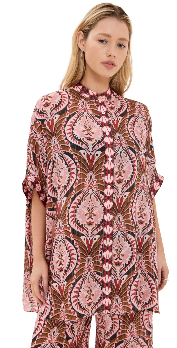 FARM Rio Pineapple Jewerly Long Shirt Pineapple Jewelry Multicolor