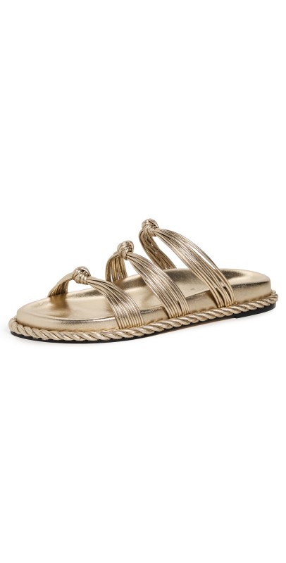 FARM Rio Gold Knot Slide Sandals Gold