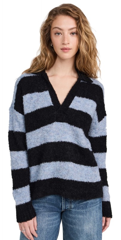 AMO Cristina Stripe Sweater Blue Bird