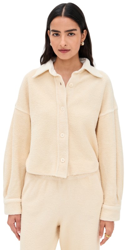 Les Tien Alison Oversized Crop Button Up Ivory
