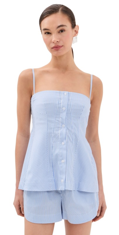 SIMKHAI Vivvy Bustier Top Blue Hydrangea Stripe