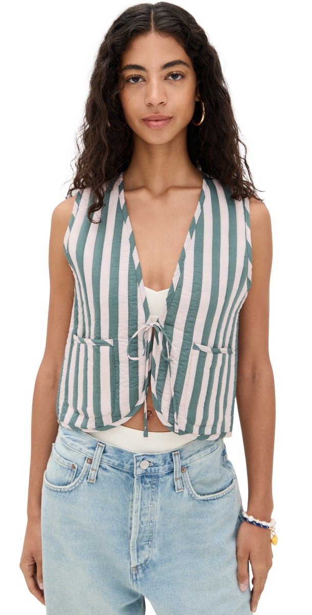 Natalie Martin Collection Felicity Vest Thick Stripe Jade