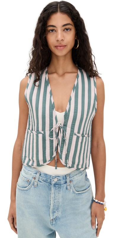 Natalie Martin Collection Felicity Vest Thick Stripe Jade