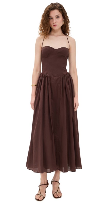 BARDOT Estie Cotton Maxi Dress Chocolate