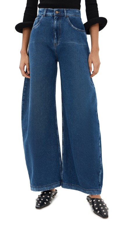 A. W.A. K.E. MODE Recycled Denim Rounded Jeans Blue