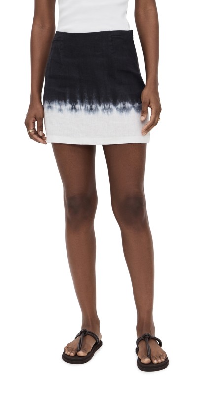 STAUD Brava Linen Skirt Onyx Ombre