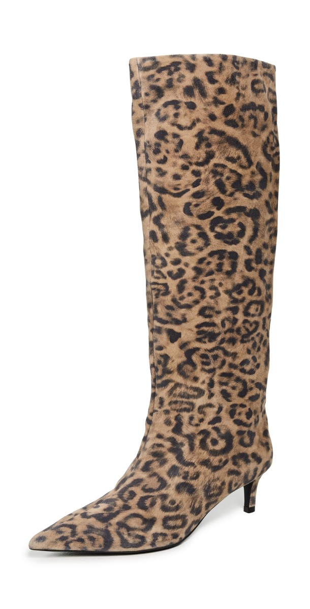 Free People Kiki Kitten Heel Boots Spotted Leopard