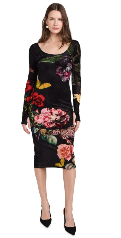 alice + olivia Delora Velvet Dress In The Wind Floral