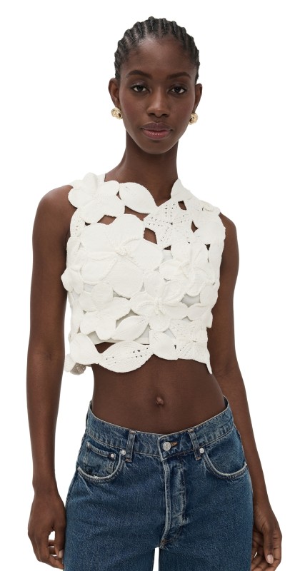 Cult Gaia Harrington Knit Top Off White
