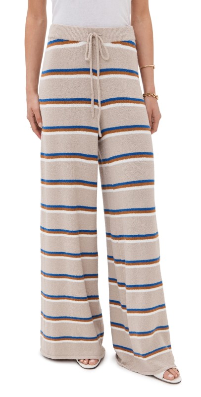 LE BOP Striped Wide Leg Pants Beige Stripe