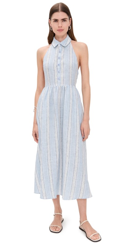 Reformation Tace Linen Dress Corsica Stripe