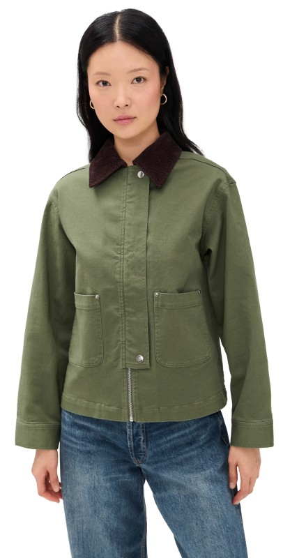 ALIGNE Madi Contrast Collar Jacket Khaki