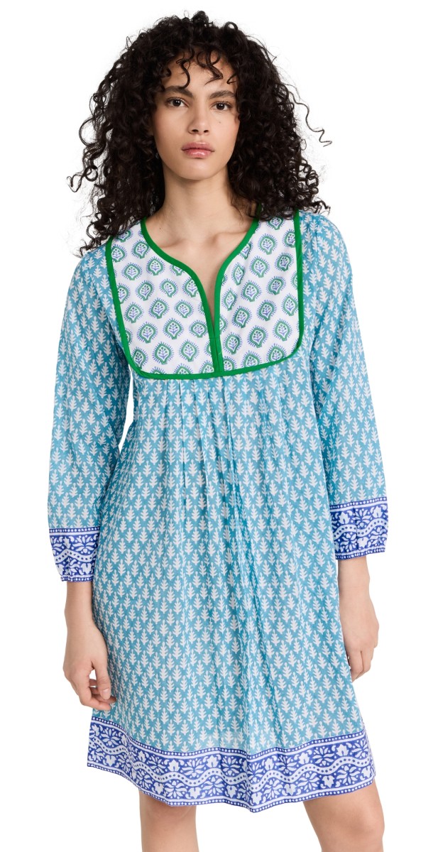 SZ Blockprints Jaipur Dress in Cornflower Blue Cornflower Blue