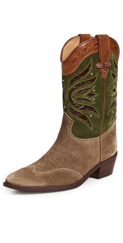 Sam Edelman Rylin Western Boots Green/Brown