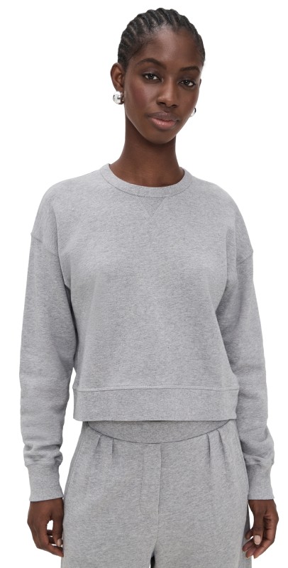 La Ligne Solid Cropped James Sweatshirt Light Grey