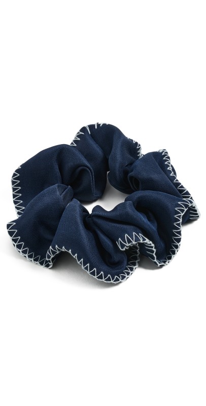 LELET NY Erin Whipstitch Scrunchie Navy