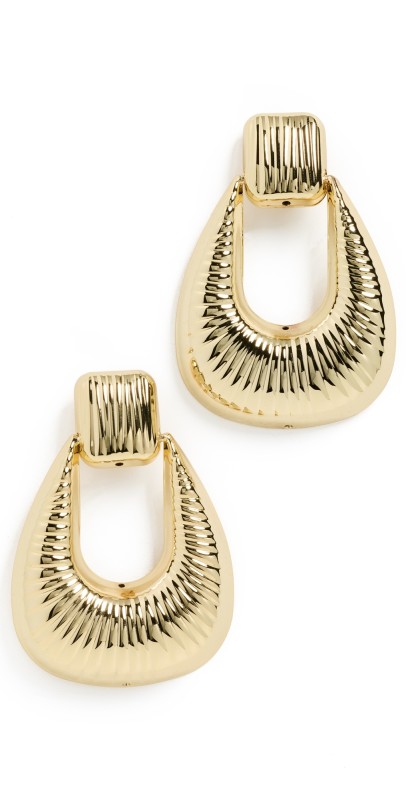 Ronny Kobo Striated Door Knocker Earrings Gold