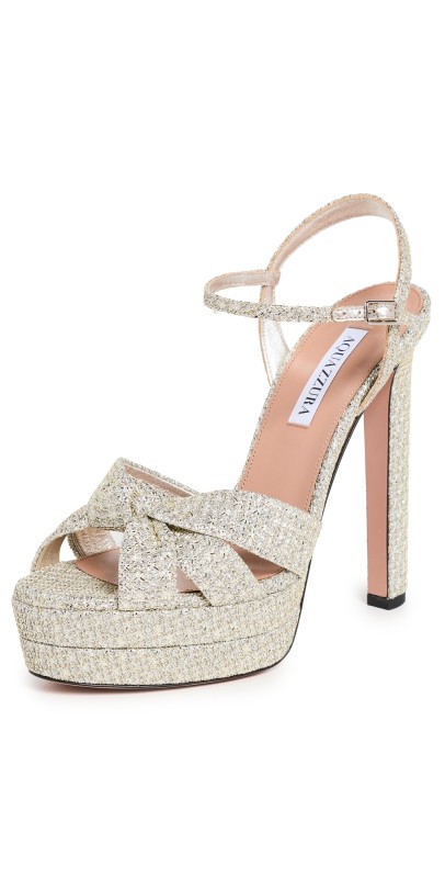 Aquazzura Nina Plateau Sandals 130mm Silver