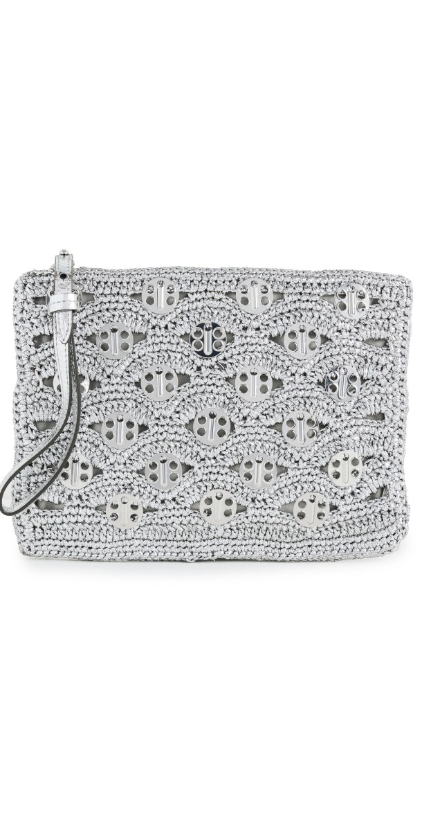rabanne Raffia Pouch Silver