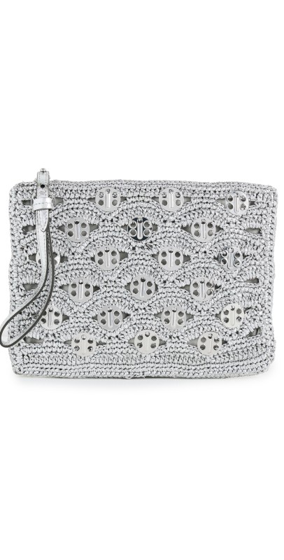 rabanne Raffia Pouch Silver