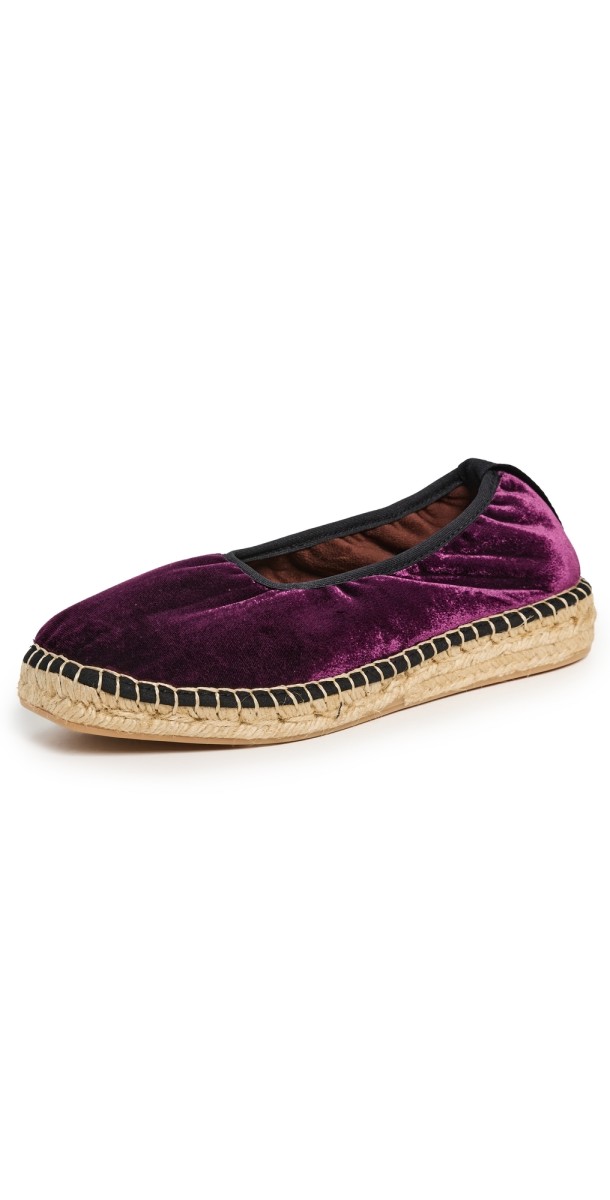 Naguisa Allium Espadrille Flats Eggplant Velvet