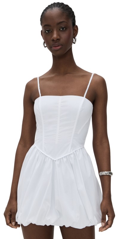 Fleur du Mal Poplin Corset Bubble Dress White