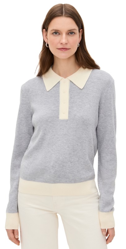 RE/DONE Color Block Polo Grey With Vintage White