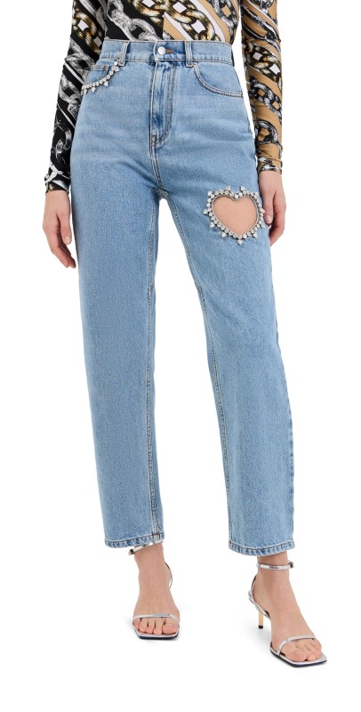 AREA Crystal Heart Jeans Light Blue