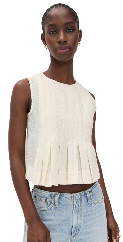 Sea Fayetta Embossed Tank Top Cream