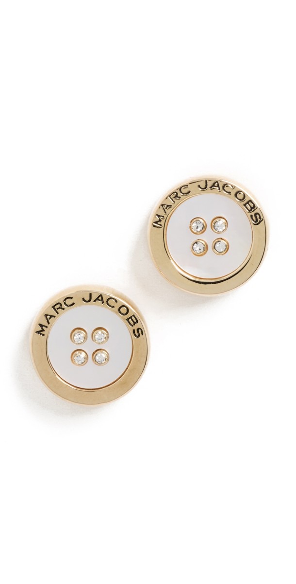 Marc Jacobs Button Mop Stud Earrings Gold/MOP