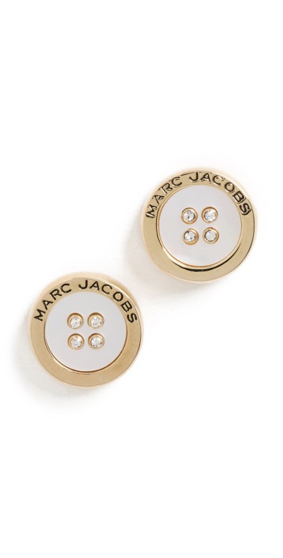 Marc Jacobs Button Mop Stud Earrings Gold/MOP