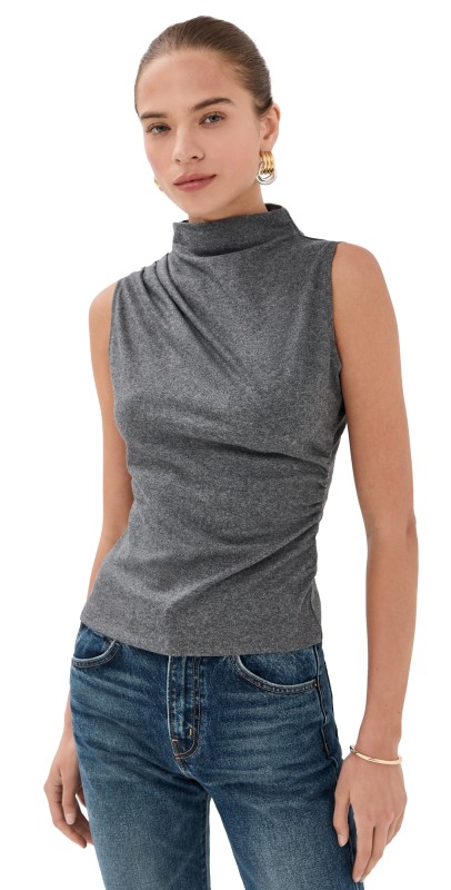 Veronica Beard Mylie Sleeveless Top Medium Heather Grey