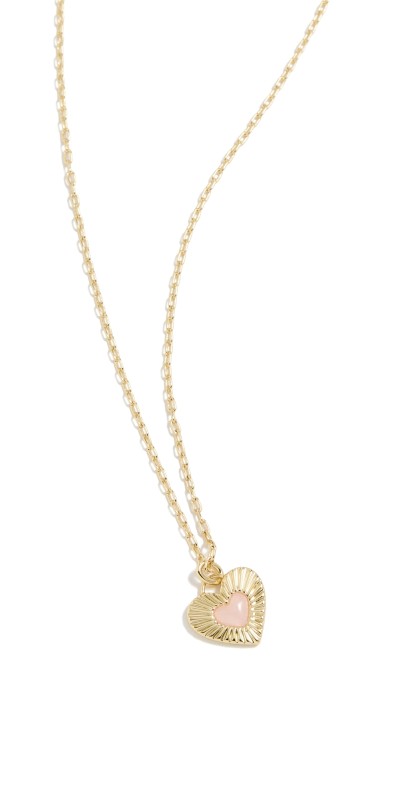 Gorjana Rose Quartz Heart Necklace Gold